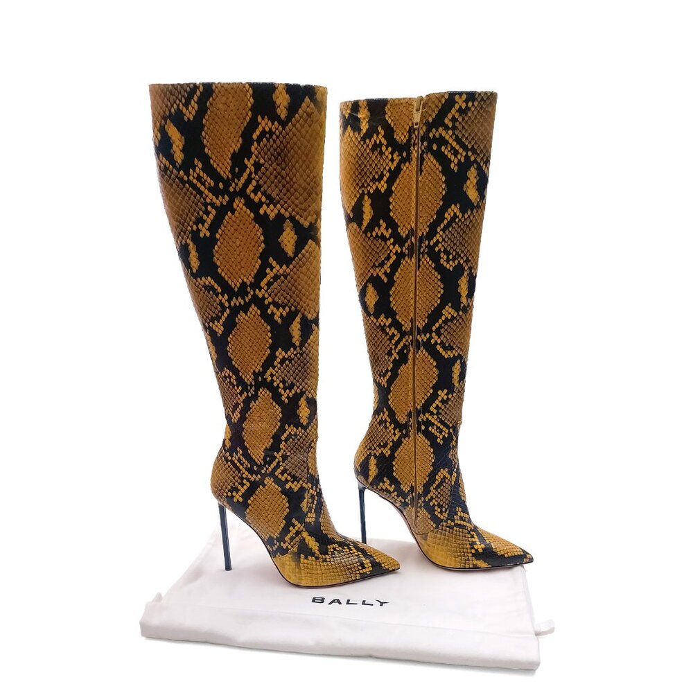 Bally Barbra 105 Yellow Python Print Leather High… - image 3